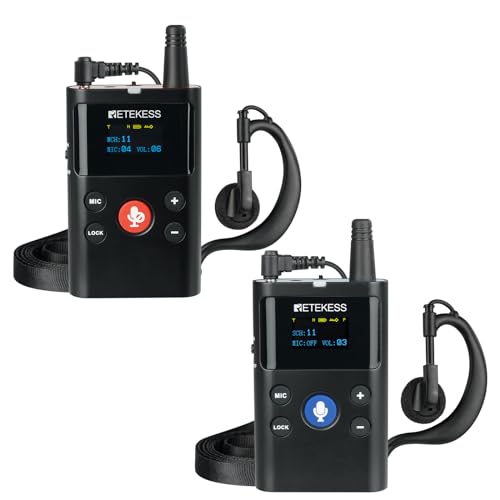 Retekess TT126 Tour Guide System, 280m Two Way Tour Guide System, Two Way Communication Headset, Drahtloses Kommunikationssystem für Reittraining, VIP-Empfang (1 Sender 1 Empfänger)