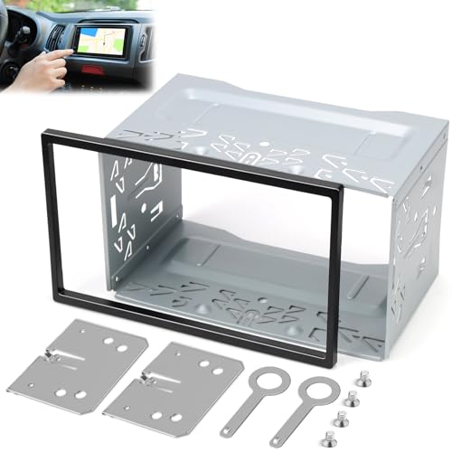 LPZMPZ 2 Doppel Din Einbaurahmen 7 Zoll Blende Autoradio Doppeldin Montage Rahmen Halterung Universal Einbauschacht din 2 Cage Set Kompatibel mit VW Jetta Skoda Golf Passat Polo Peugeot Smart