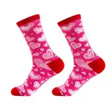 Damen Übergangssocken für WinterHerbst 1 Paar Socken zum Valentinstag, Herzdruck für Damen, große Menge, Valentinstag, rosa Liebe, buntes Muster, Neuheit, Muttertag (H, One Size)