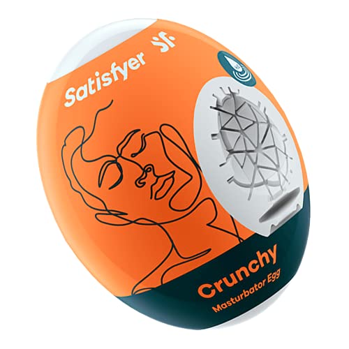 Satisfyer Masturbator Egg, Struktur Riffle, hydro-aktives TPE, kein Gleitgel nötig, zum einmaligen Gebrauch, Stil:Crunchy