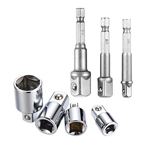 Stecknuss Adapter 4-TLG 1/4 auf 3/8, 3/8 auf 1/4, 3/8 auf 1/2, 1/2 auf 3/8 und Akkuschrauber Stecknuss Adapter Steckschlüssel Nuss Set 3-TLG 1/4 3/8/1/2 Zoll