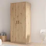 FORTE NIKO Kleiderschrank 82, Scandi Kleiderschrank mit 2 Türen, Holzwerkstoff, Artisan Eiche Dekor, 81,9 cm breit, 185 cm hoch, 52,7 cm tief