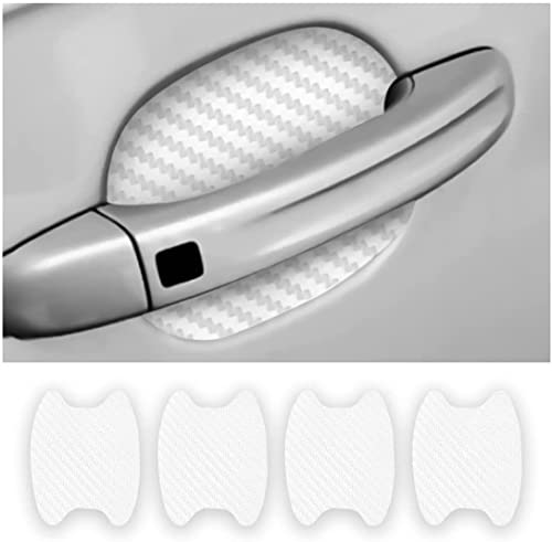CGEAMDY 4PCS Exterior Car Stickers, Carbon Fiber Protection Film für Autofolie, Kratzfeste Schutzfolie, Universal Fit für die meisten Fahrzeuge (Silber)
