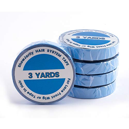 ShowJarlly Doppelseitiges Klebeband Tape Extensions klebeband, Für Perücke & Haarverlängerungen, 1 Rolle Blau, Packband mit Lace-Ansätzen Spitze Vorne Unterstützung Bandrolle 0.8cm*3Yards