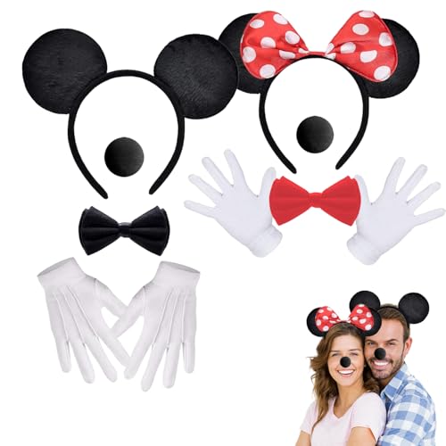 Xiujuers 2 Stück Mini Maus Ohren Haarreifen, Maus Ohr Stirnband, Minnie Mouse Kostüm, Mini Maus Ohren für Kinder & Erwachsene, Minnie Mouse Ohren für Maskerade, Karneval, Cosplay-Party