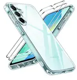 ivoler Nie Vergilbung Klar Hülle für Samsung Galaxy A16 4G / A16 5G, 1 Handyhülle mit 2 Stück Panzer Schutz Glas, [Militärischer Schutz] Stoßfest Transparent Schutzhülle Dünn Durchsichtige Case