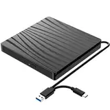 QDSYLQ Externes DVD Laufwerk, USB 3.0 & Type-C Tragbar CD DVD +/-RW Brenner Optical Drive DVD Laufwerk Extern für Laptop, PC, Desktop, MacBook, iMac, Windows 11/10/8/7/XP/Linux/Vista/MacOS