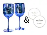 Moët & Chandon Ice Impérial Champagner & Prosecco Acryl Gläser Becher mit einem Set Papieruntersetzer blau x2