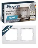 Kopp PARIS 2-fach Abdeckrahmen in Arktis-Weiß - 8,3 x 15,4 cm - Rahmen für Steckdosen & Schalter - Stilvoller Steckdosenrahmen aus Kunststoff - Hochwertiger Lichtschalter-Rahmen