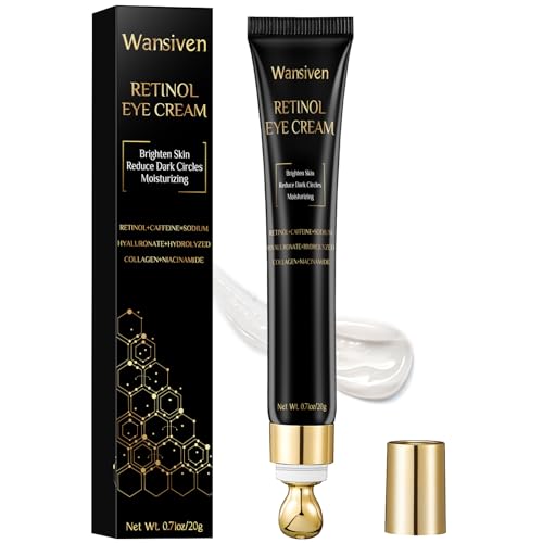 Wansiven Augencreme, Anti-Age Augencreme gegen Augenringe Feuchtigkeitsspendende und Nährende,Enthaltend Hyaluronsäure und Koffein feuchtigkeitsspendende Augenreparaturcreme 20 g (Black-20g)
