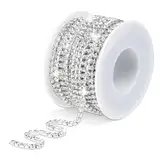 10 Yards Strassband Zum Aufnähen 3mm Silber Glitzerband Kristall Hotfix Strasssteine Für Textilien Close Cup Ketten Trimmen Strasss Kette Rolle Mit Spule Für DIY Hochzeit Party Dekoration