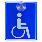 Saugnapfschild Schild Rollstuhlfahrer Behindertenschild 100x120mm für Auto Scheiben Innenbefestigung