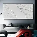 dsdsgog Abstrakte weiße 3D-Texturkunst, weiße Leinwand, Gemälde, Poster und Drucke, weiße Wandkunst, Bilder für Heimdekoration, Wandbild, 60 x 120 cm, rahmenlos