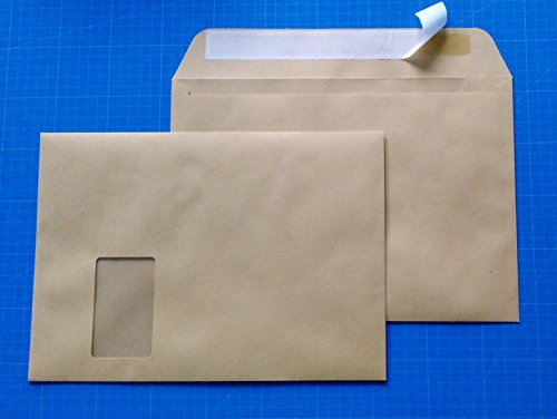 125 Versandtaschen Briefumschläge selbstklebend DINC4 229x324 mm Querbefüllung mit Fenster braun 0808