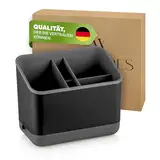 Viwares Besteckkorb für Gabel, Messer & Löffel, Abtropfständer für Besteck, Besteckständer, Besteckabtropfkorb, Abtropfkorb, Besteckhalter für Spüle, 5 Fächer mit Abtropfsieb (Anthrazit)