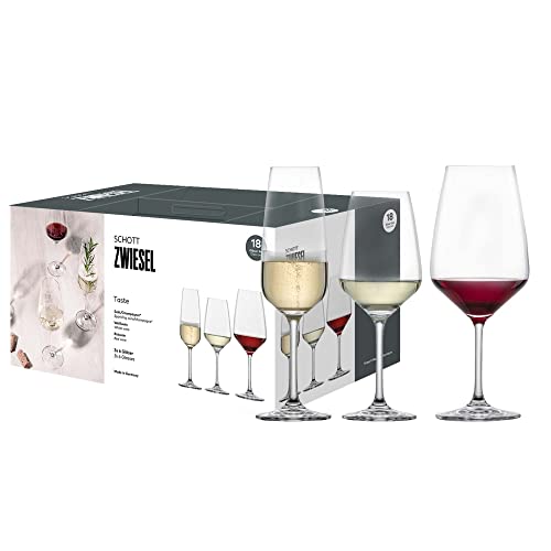 SCHOTT ZWIESEL Premium Box Taste (18er-Set), zeitlose Weingläser und Sektgläser im Set, spülmaschinenfeste Tritan-Kristallgläser, Made in Germany (Art.-Nr. 121868), Kristall