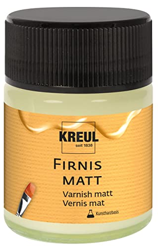 KREUL 86160 - Firnis matt, 50 ml, schützt vor Staub und Schmutz, transparenter & elastischer Schlussfirnis auf Kunstharzbasis, für Öl- und Acrylmalerei