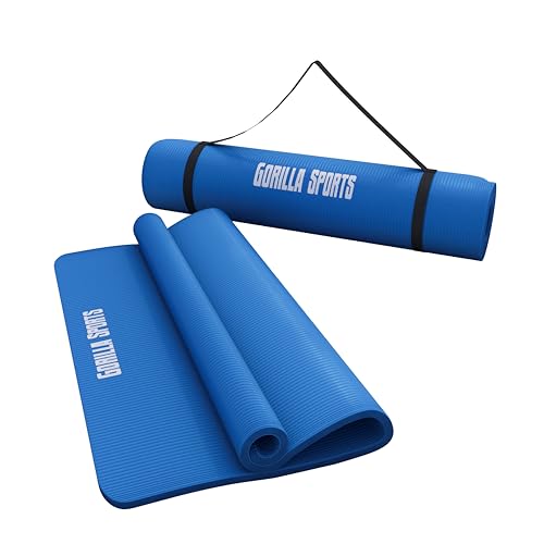 GORILLA SPORTS® Yogamatte - 190x60x1,5 cm oder 190x100x1,5 cm, mit Tragegurt, Phthalatfrei, Rutschfest, Farbwahl - Gymnastikmatte, Fitnessmatte, Sportmatte, Trainingsmatte, Übungsmatte Royal