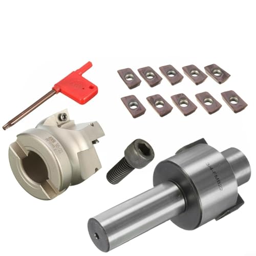 HOHOVYVY Stirnfräser,CNC Hartmetall Einsatzschneider,C3/4-FMB22 Halter Planfräser 400R-50-22 Mit 10 Stück APMT1604 Hartmetalleinlage