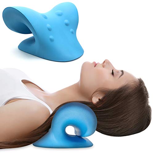 Anzorhal Nackenstrecker Nackenschmerzen Nackenstrecker Orthopädisch Neck Stretcher Nacken Schulter Cervical Traktion für Nackenschmerzen Kopfschmerzen Schulterschmerzen Rückenschmerzen(Blau)