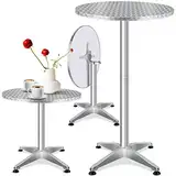 KESSER® 2in1 Stehtisch klappbar Bistrotisch 1er Set | Aluminium Edelstahlplatte | höhenverstellbar 70cm / 115cm | Partytisch Tisch Ø 60cm | In- & Outdoor | Empfangstisch | Klapptisch Silber