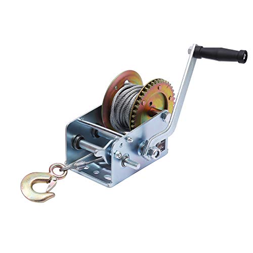 KATSU Handwinde 2500LB 1100KG mit 10m Stahldrahtseil, Heavy Duty Manuelle Seilwinde Auto Boot LKW Anhänger Winde 325935