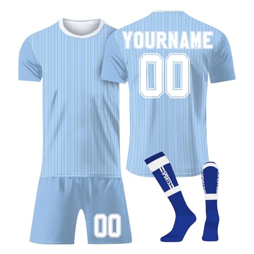 Football Trikot Personalisiert Trikot Kinder Erwachsene T-Shirt Shorts&socks 3 Teiliges Set,mit Team Name & Number Logo Sport T Shirts Sportkleidung Fanartikel Trikot