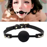Silikon Ballknebel, Silent Knebel Mundknebel Silikon Ball Gag Verstellbarer Fetish SM SexSpiele Ballknebel für Männer und Frauen (Medium Ø4.2cm / Schwarz) (Schwarz)