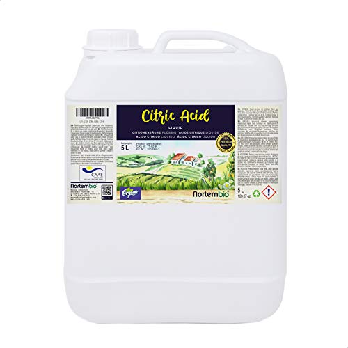 Nortembio Zitronensäure 5 L. Citronensäure Flüssiges Konzentrat. 100% Reine. Für Ökologischen Produktion. E-Book Inklusiv.
