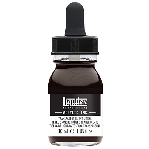 Liquitex 4260130 Ink Professional flüssige Acrylfarben, Tusche, 30 ml, hochpigmentierte Airbrushfarbe, Umbra Gebrannt Transparent