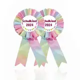 2 Stück Schulkind 2024 Button Anstecker Schleife Schultütendekoration Schulkind Abzeichen zur Schulanfang Einschulung 2024 (Einhorn-2024)