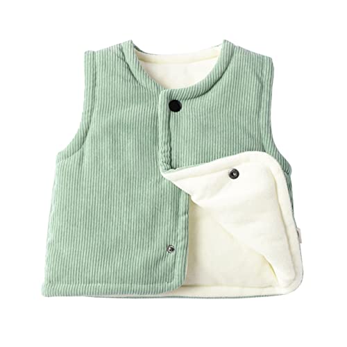 inlzdz Baby Fleece Weste Jungen Mädchen Ärmellos Fleecejacke Samt Weste Top Baumwolle Steppweste Waistcoat Warm Vest Gepolsterte Weste Säugling Kleinkind Grün 80-86