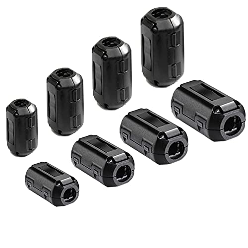 Aiqeer 8 Stück Ferrite Ring Cores Set, Ferrit Ringkern Cable-Clip, RFI EMI Entstörfilter Ferritfilter, Klappferrit Ferritkern (5 mm, 7 mm, 9 mm, 13 mm Innendurchmesser)