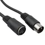 Diodenkabel DIN Kabel 5-Polig Verlängerung/Kupplung, Audiokabel, DIN-Stecker auf DIN-Buchse, Midi-Kabel, Dioden-Stecker/Buchse, Dioden-Anschlusskabel, AUX Kabel, schwarz 2,5m