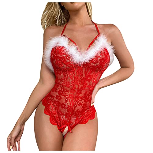 Dessous Verrückt Sex-Unterwäsche-Set Weihnachts-Unterwäsche Rollenspiele Unterwäsche-Set Gummiband Dessous(Rot,L)