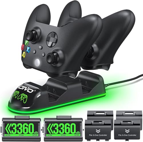 Xbox Controller Ladestation mit 2X 3360mWh Wiederaufladbaren Akku für Xbox One/Xbox Series X/S, Xbox One Controller Ladestation mit 2 Wiederaufladbaren Akku, Xbox Ladestation Akku Zubehörsets