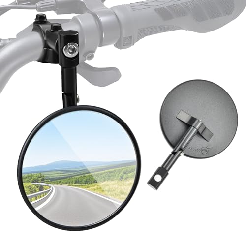 BIGP 2 Stück Motorrad Spiegel, E24 Geprüft, Lenkerspiegel mit Zwei 22mm Spiegel Halterungen, Runde Lenkerendenspiegel, Kompatibel mit die meisten Motorradmarken, Streetbikes, ATVs