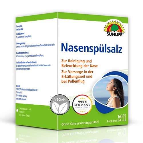 SUNLIFE Nasenspülsalz: Nasenspülung zur Reinigung verstopfter Nase, 60 Sticks à 2,25g