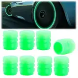 Snrtevu Universal Fluorescent Car Tire Valve Caps, Fluorescent Tire Valve Caps, Dust Caps for Car Tyres, Car Glow Tire Air Caps Cover, Tyre Valve Caps for Cars Motorbikes Bicycles Trucks (Green,8PCS)