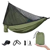 UPhitnis Hängematte Outdoor mit Moskitonetz 600lb Traglast Atmungsaktiv Ultraleicht Fallschirm Nylon Camping Reisehängematte