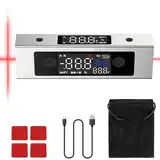 XUNTOP Digitaler Winkelmesser Neigungsmesser Dual-Laser Wasserwaage Dual Axis Level Box mit Dual-LCD Display, Type-C Schnittstelle für Holzarbeiten, Bau, Dekoration, DIY