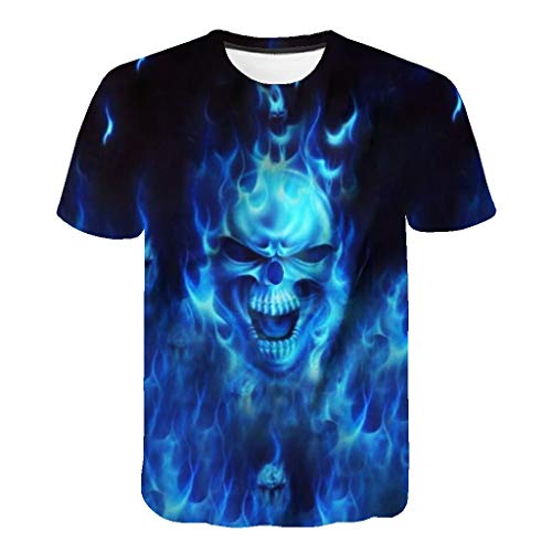 Celucke Herren T-Shirt mit Totenkopf Print, 3D Druck Sport Kurzarm Casual Top Rundhals Shirts Männer