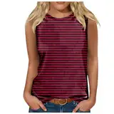 Tank Top Damen Sommer, Damen Elegant ÄRmellose T-Shirt, Lockere Gestreiftes Tanktop Frauen Schwarz Oberteile Strap Basic Cami Shirts Freizeit Bequemes Blusen Tops Leichtes Atmungsaktiv Bluse