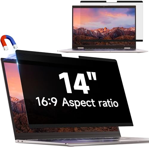 IPROKKO Magnetischer Laptop Sichtschutzfolie 14 Zoll 16:9, Abnehmbarer Sichtschutz Anti Blaulicht Blendschutz Blickschutzfolie Displayschutz Blickschutzfilter für Hp/Dell/Acer/Lenovo/ThinkPad/Asus