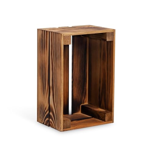 PINEEA Holzkiste Klein - Weinkisten Holz - Deko Holzkisten - Weinkiste Holzbox – Obstkiste Vintage – Kiste Geflammt 30x20x15