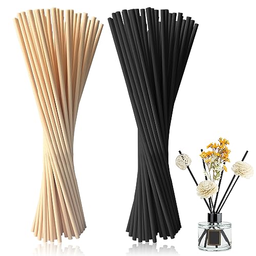 halercay 100 Stück Raumduft Stäbchen,Aroma Diffuser Stäbchen,Stäbchen Raumduft für Büro Zuhause Spa,für Deko,Raumerfrischung,Raumduft,Badezimmer,Wohnzimmer,Büro (Natur, Schwarz)