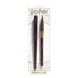 HARRY POTTER Stift und Bleistift Set (Zauberstab und Besen Design) Kugeschreiber, Stifte-Set Geschenke für Frauen und Männer - Offizielles Lizenzprodukt