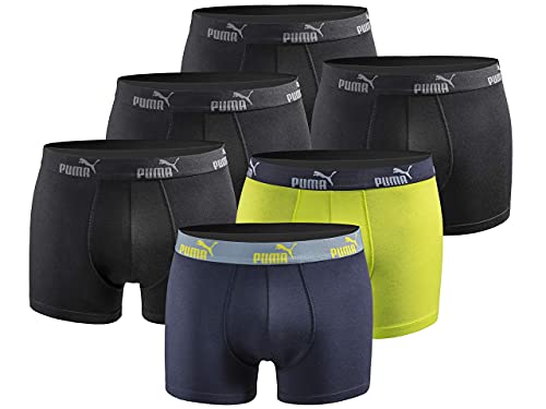 PUMA Herren Boxershort Limited Statement Edition 6er Pack - Black-Blue-Lime New - Gr. M