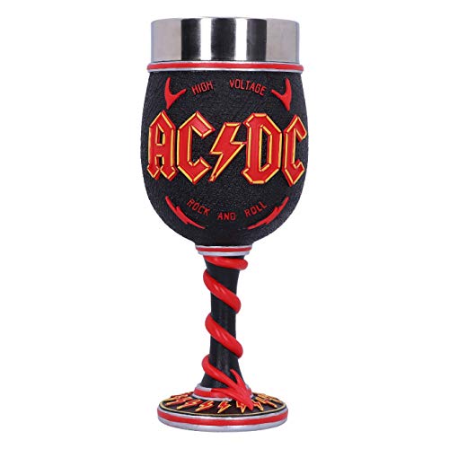 Nemesis Now AC/DC Hochspannungs Rock and Roll Kelch Beleuchtung Hörner Weinglas, Glas Edelstahl Harz, Schwarz, 8.3 cm