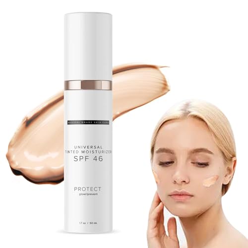 DRMTIGY Anti-Aging Tinted Moisturizer with SPF 46, All-In-One Light Sheer Coverage Getönter Gesichts-Sonnenschutz mit breitem Spektrum-Schutz gegen UVA- und UVB-Strahlen (A, One Size)